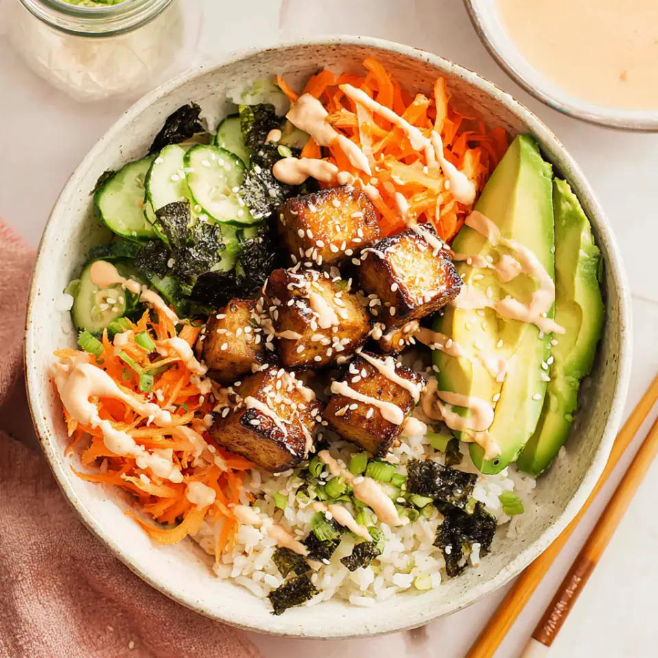 Vegan Sushi Bowls with Sesame Baked Tofu