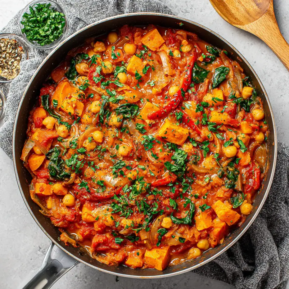 Vegan Sweet Potato Stew, ready to serve