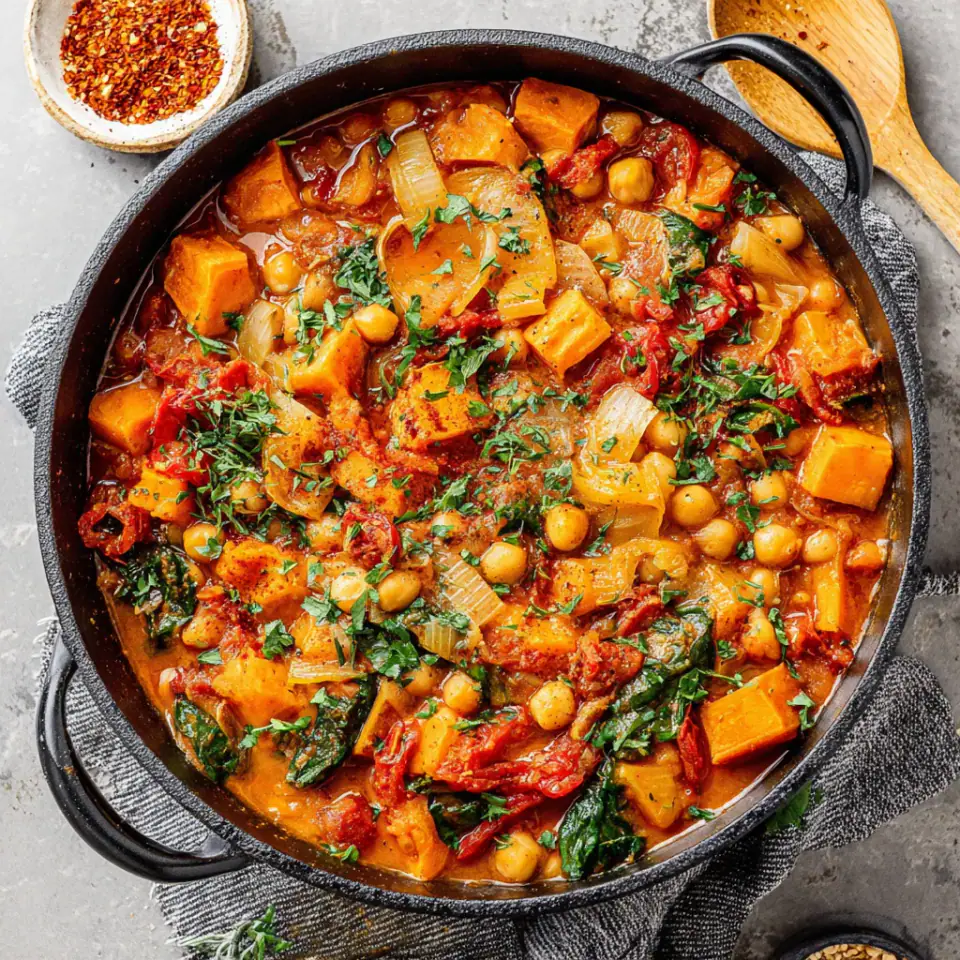 Vegan Sweet Potato Stew served on the table