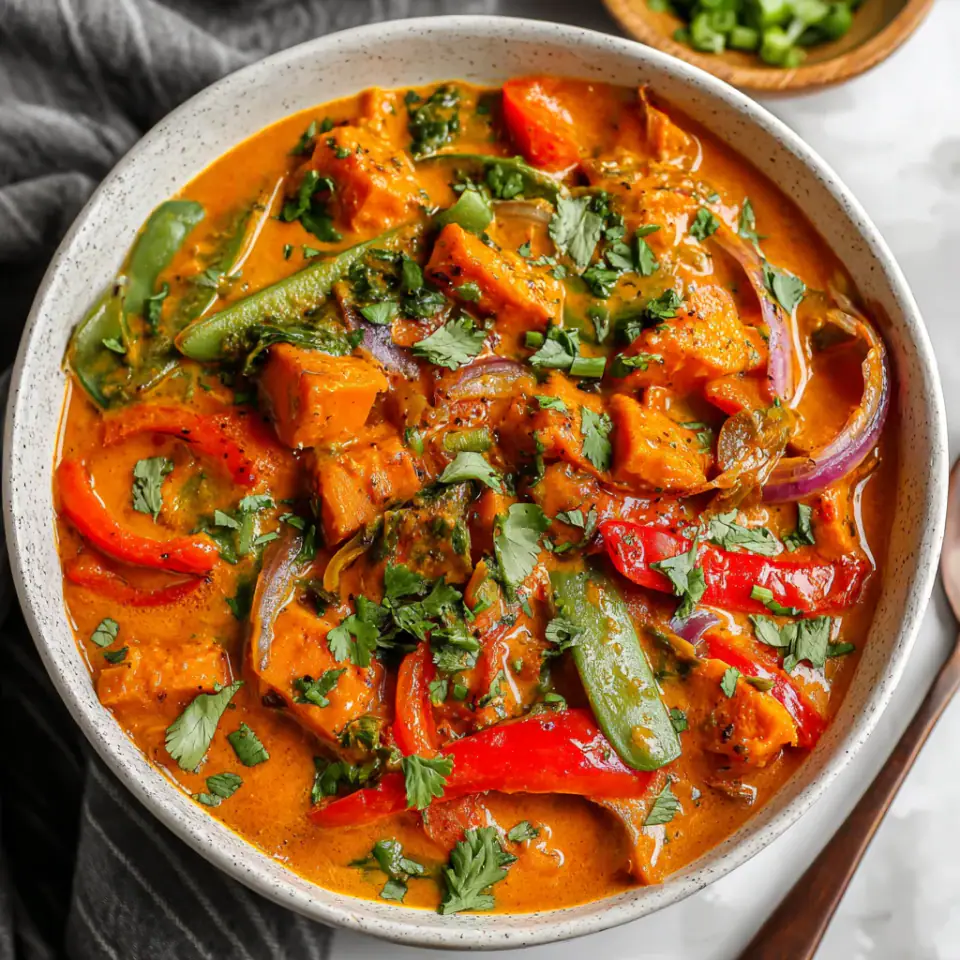 Vegan Thai Red Curry, ready to serve