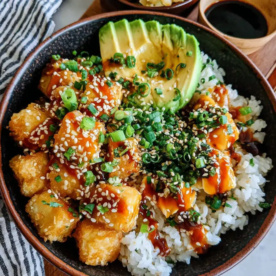 A close look at Vegetarian Crunchy Roll Sushi Bowls