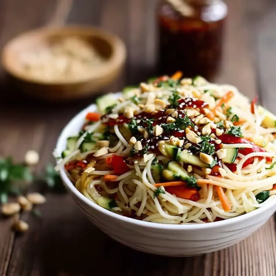 A close look at Vegetarian Peanut Noodle Salad