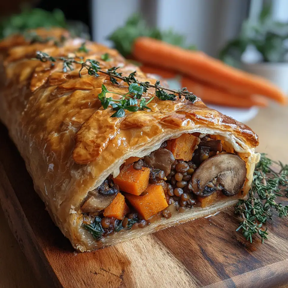 Vegetarian Wellington with Mushrooms and Lentils
