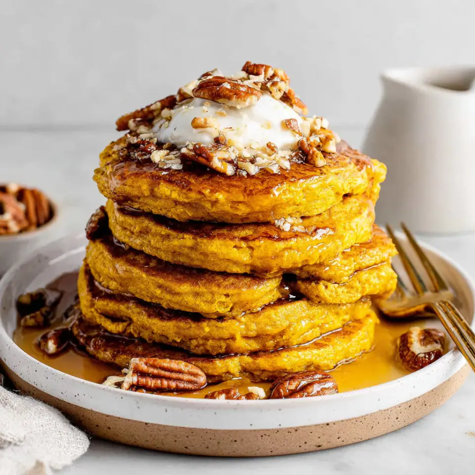 Whole Wheat Pumpkin Pancakes, ready to serve