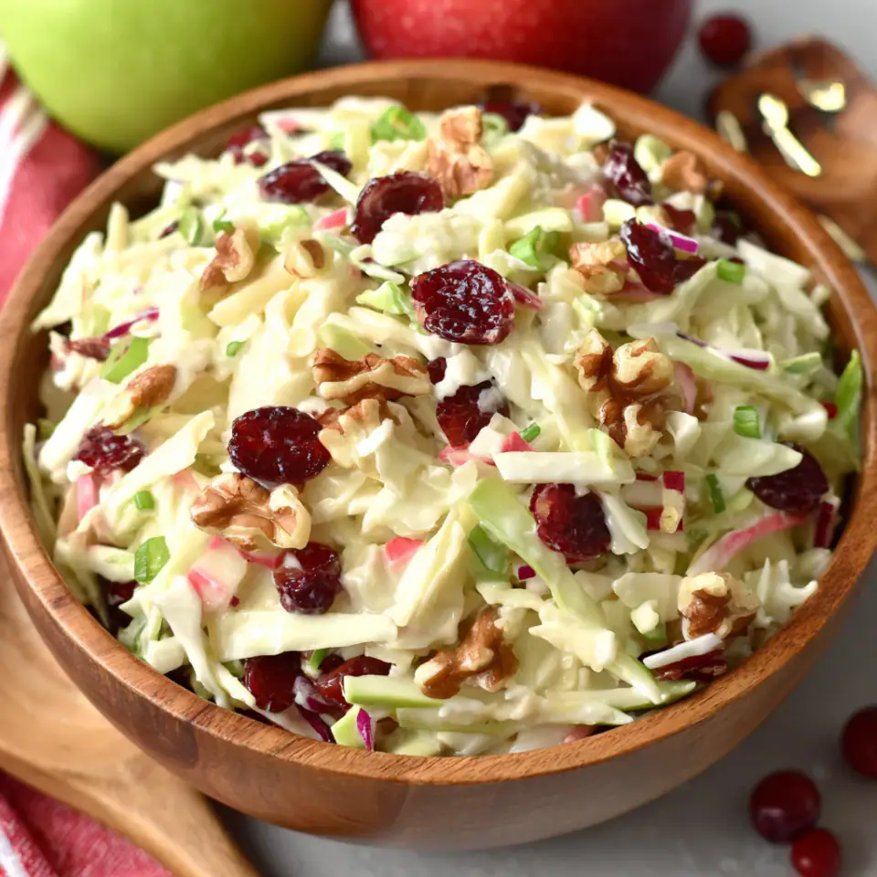 A close look at Zesty Apple Cranberry Coleslaw Recipe
