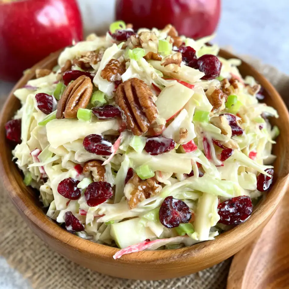 Zesty Apple Cranberry Coleslaw Recipe served on the table