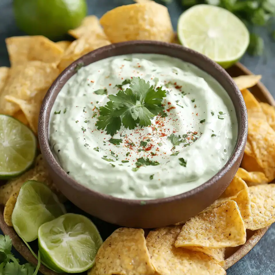 Zesty Cilantro Lime Dip, ready to serve