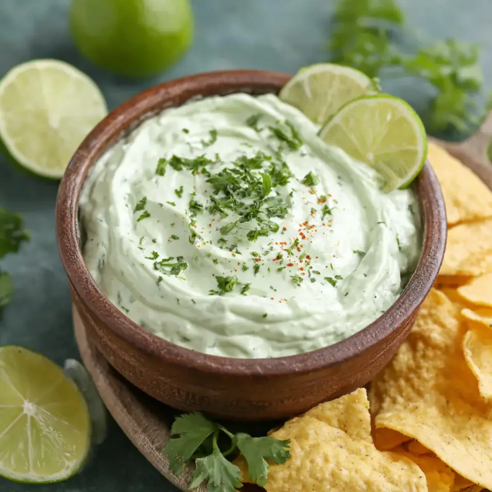 Zesty Cilantro Lime Dip served on the table