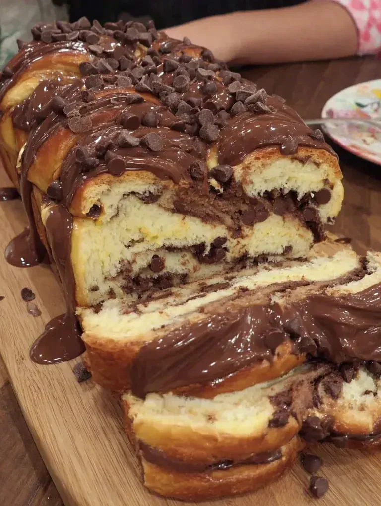 Nutella Brioche Loaf, ready to serve