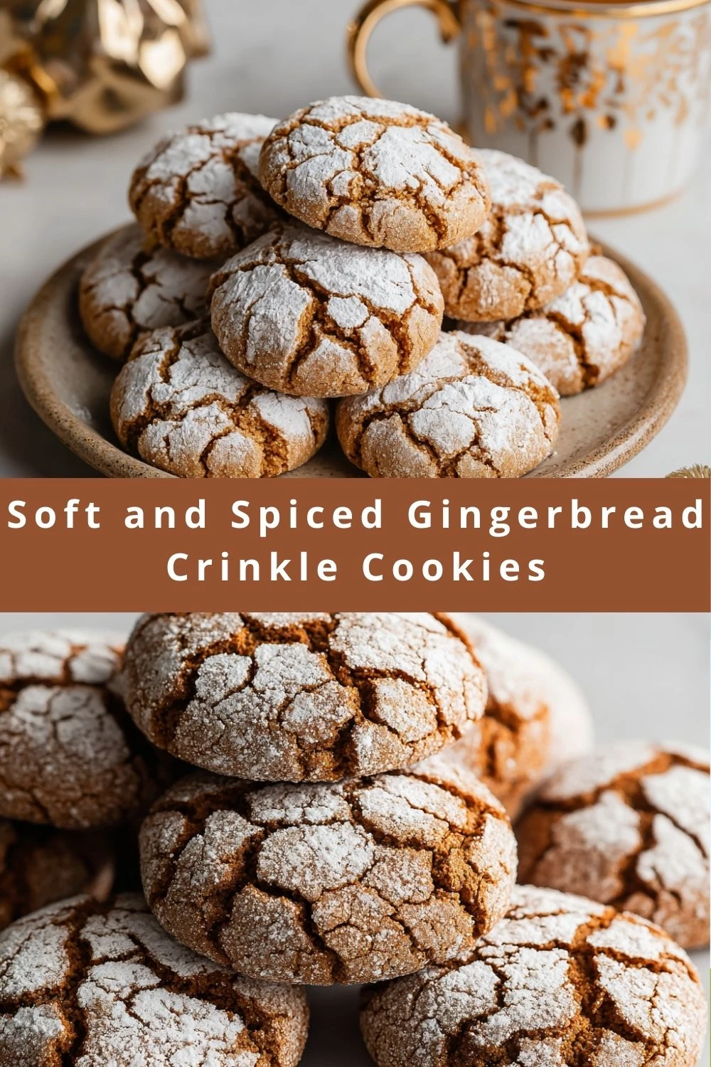 Soft and Spiced Gingerbread Crinkle Cookies