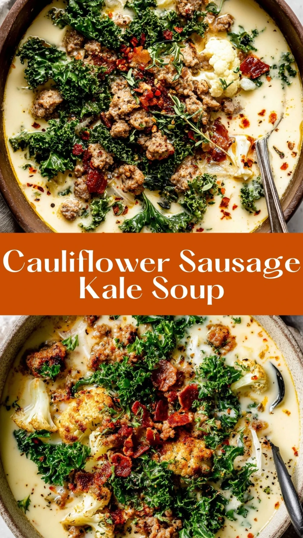 Cauliflower Sausage Kale Soup