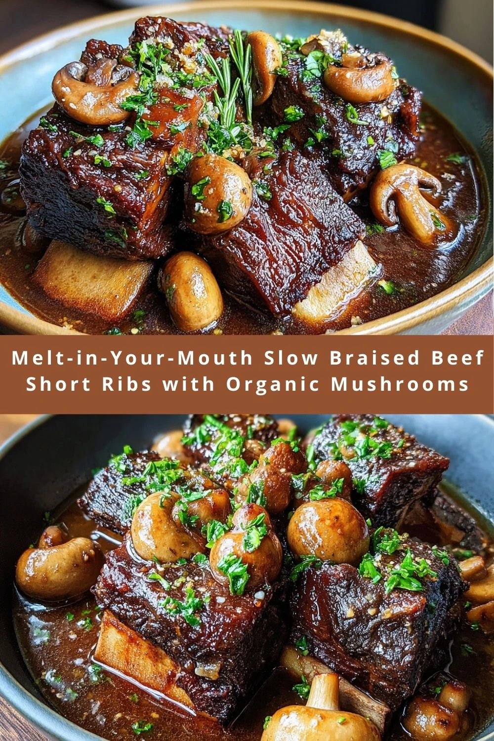 Melt-in-Your-Mouth Slow Braised Beef Short Ribs with Organic Mushrooms