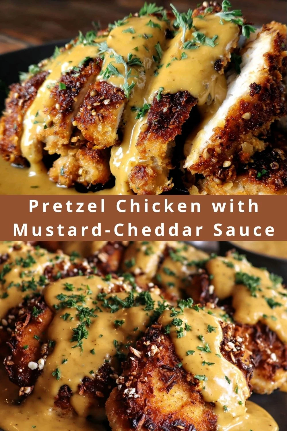 Pretzel Chicken with Mustard-Cheddar Sauce