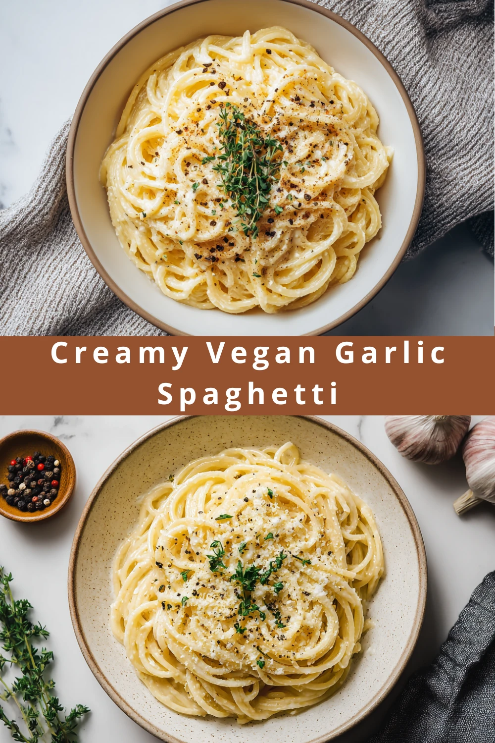 Creamy Vegan Garlic Spaghetti