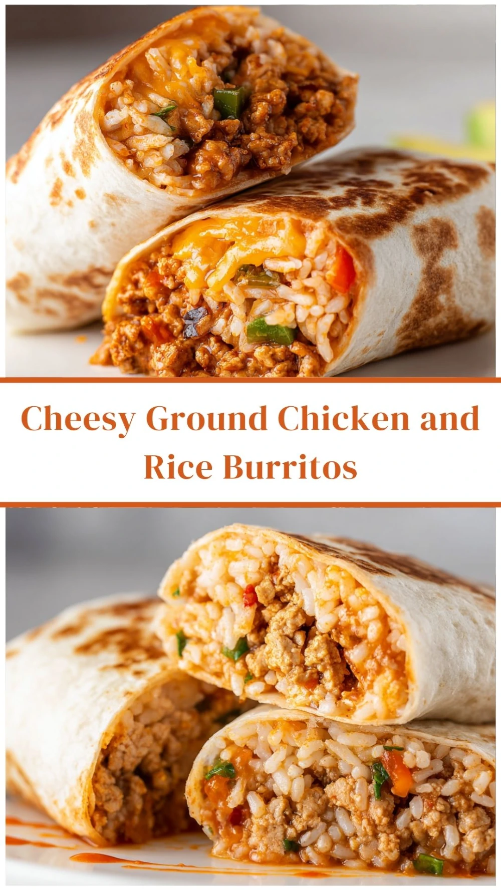 Cheesy Ground Chicken and Rice Burritos