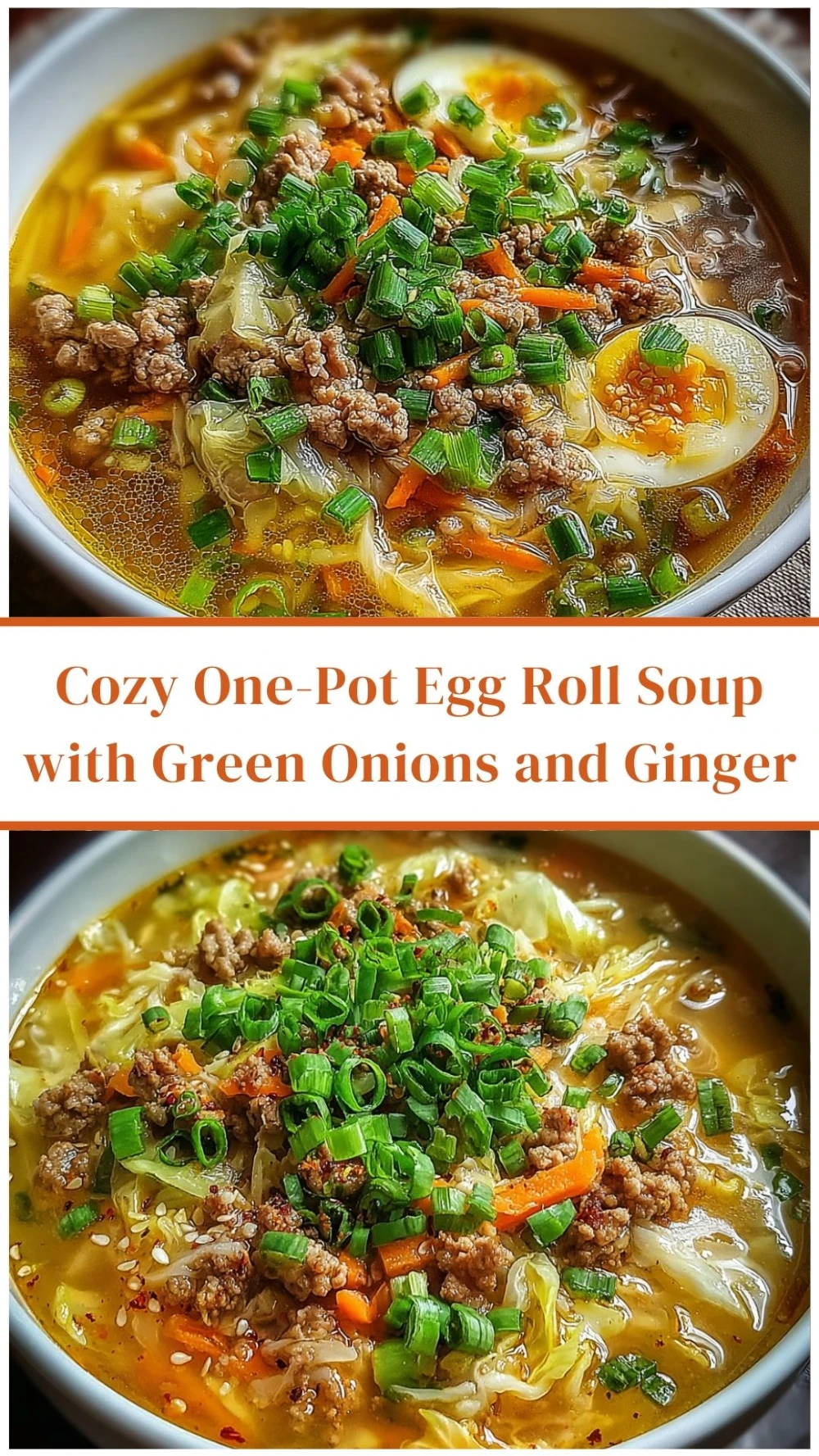 Cozy One-Pot Egg Roll Soup with Green Onions and Ginger