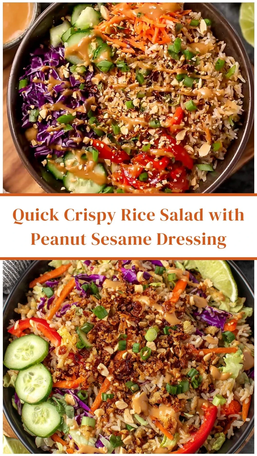 Quick Crispy Rice Salad with Peanut Sesame Dressing