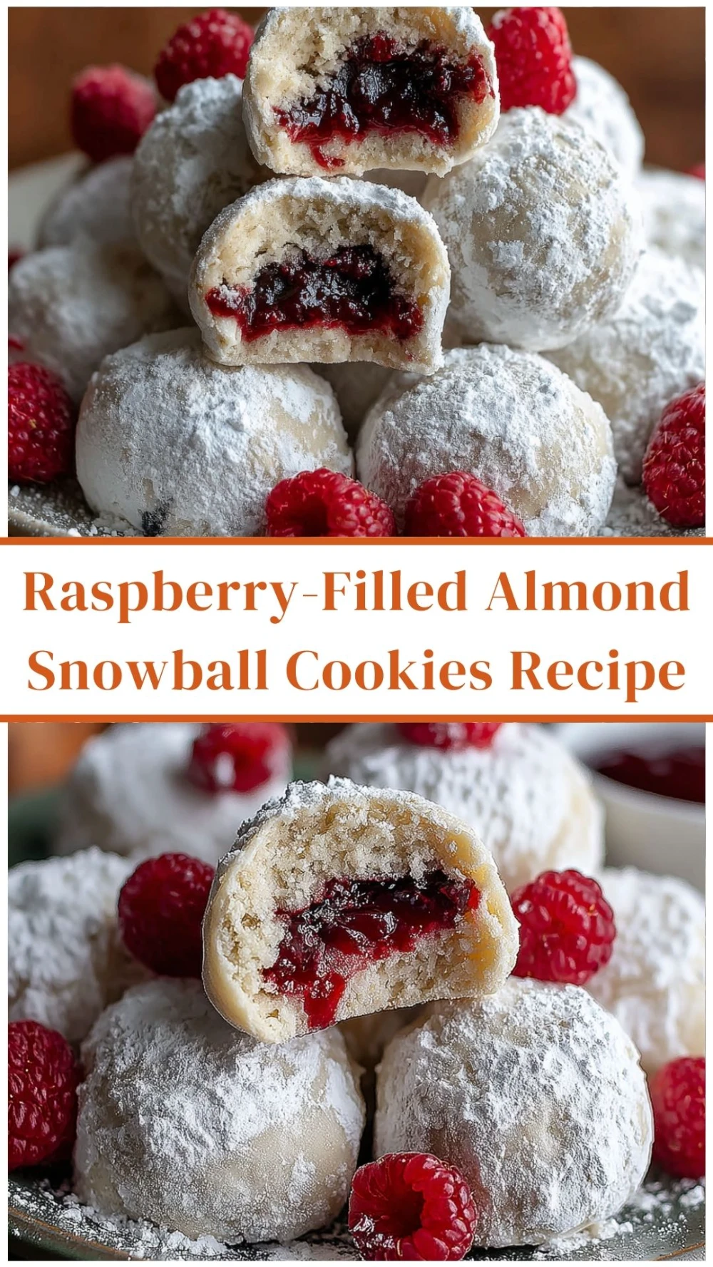 Raspberry-Filled Almond Snowball Cookies Recipe