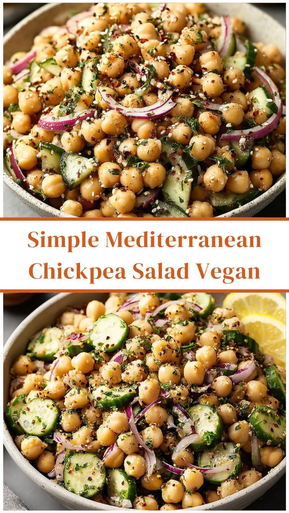 Simple Mediterranean Chickpea Salad Vegan