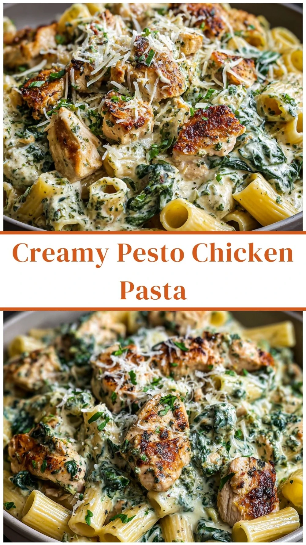 Creamy Pesto Chicken Pasta Bake
