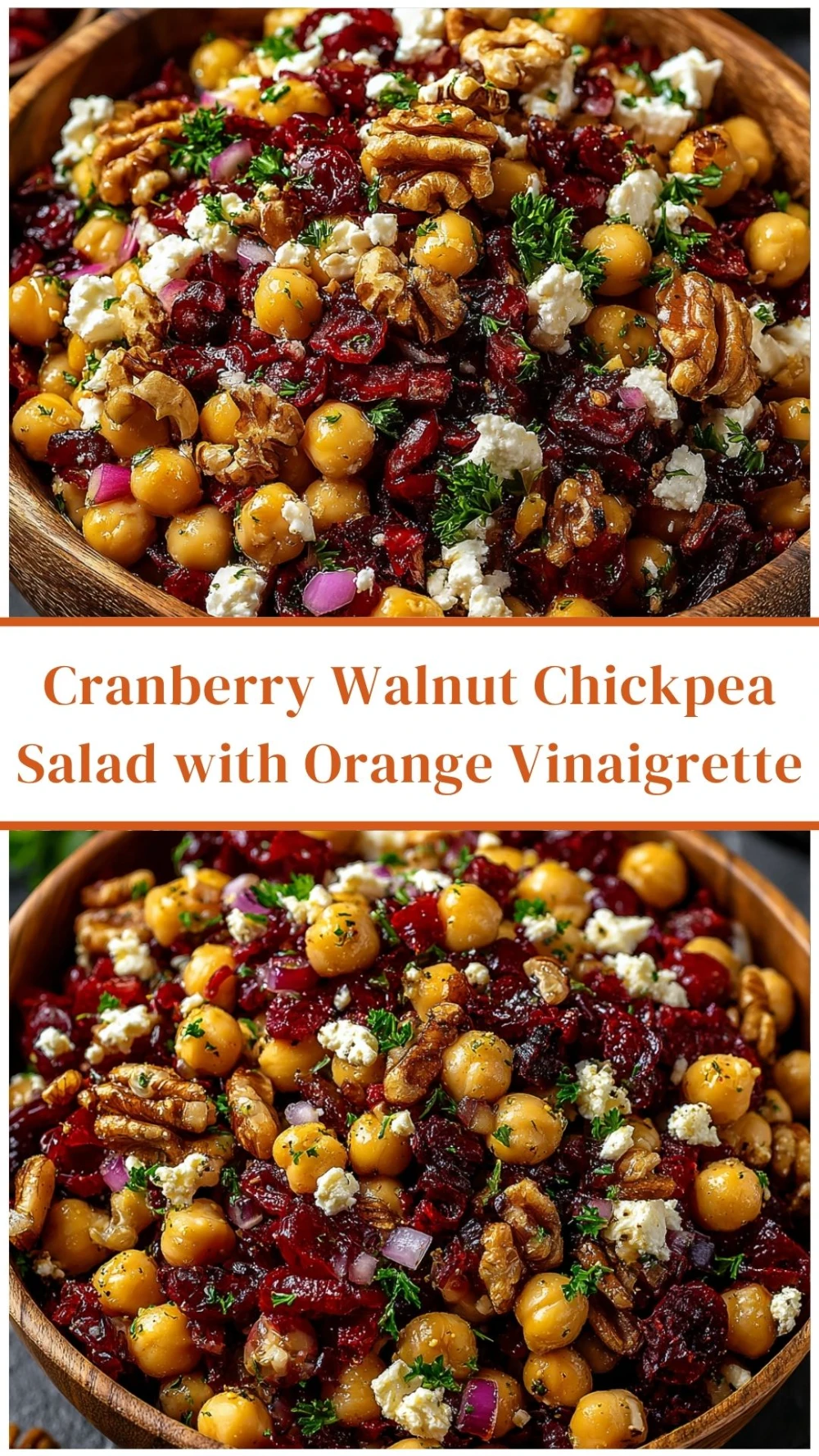 Cranberry Walnut Chickpea Salad with Orange Vinaigrette