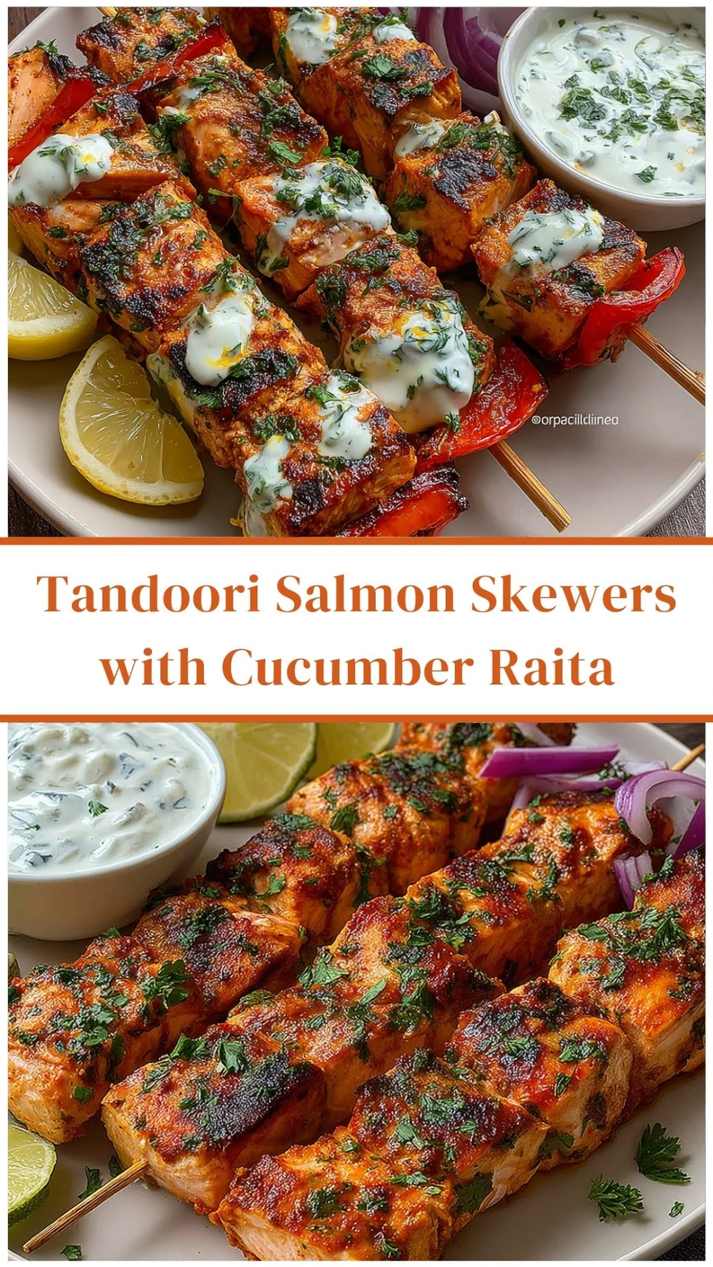 Tandoori Salmon Skewers with Cucumber Raita