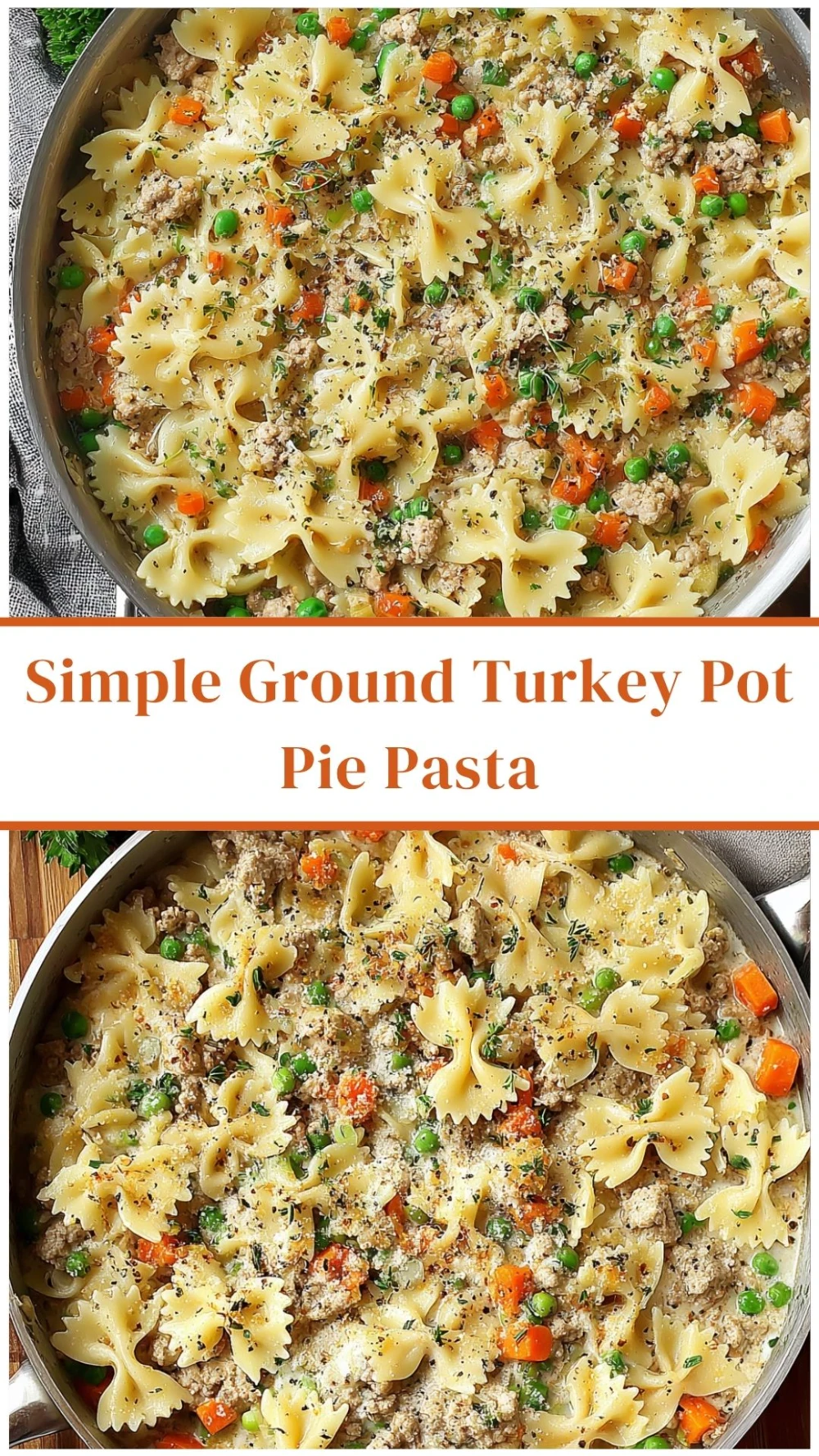 Simple Ground Turkey Pot Pie Pasta