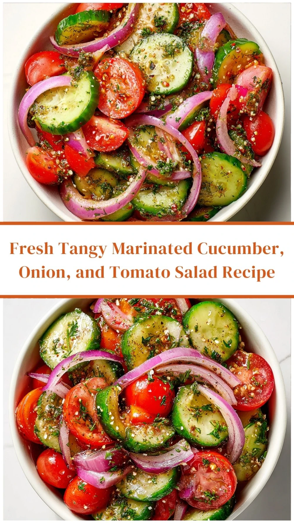 Fresh Tangy Marinated Cucumber, Onion, and Tomato Salad Recipe