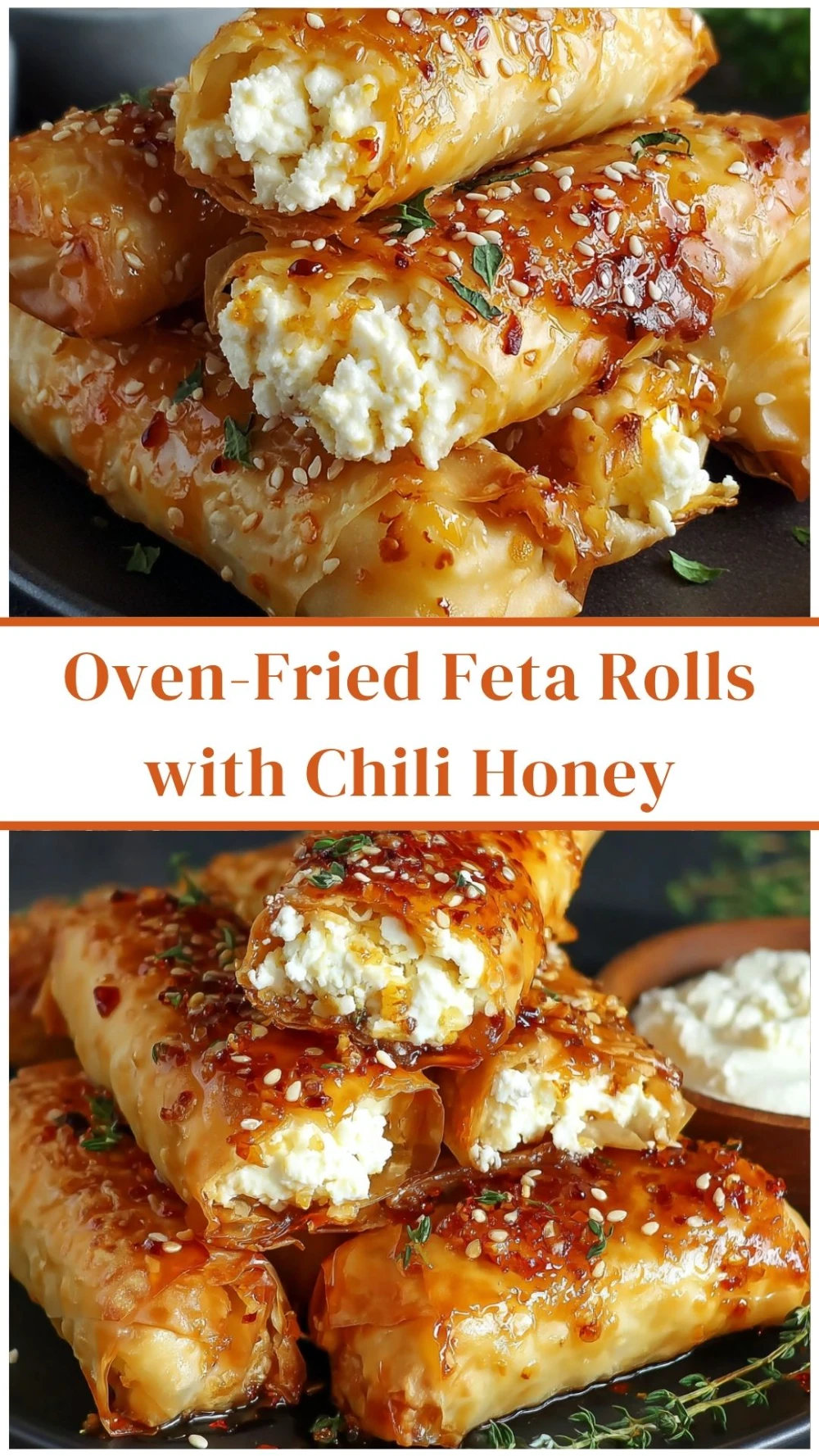 Oven-Fried Feta Rolls with Chili Honey