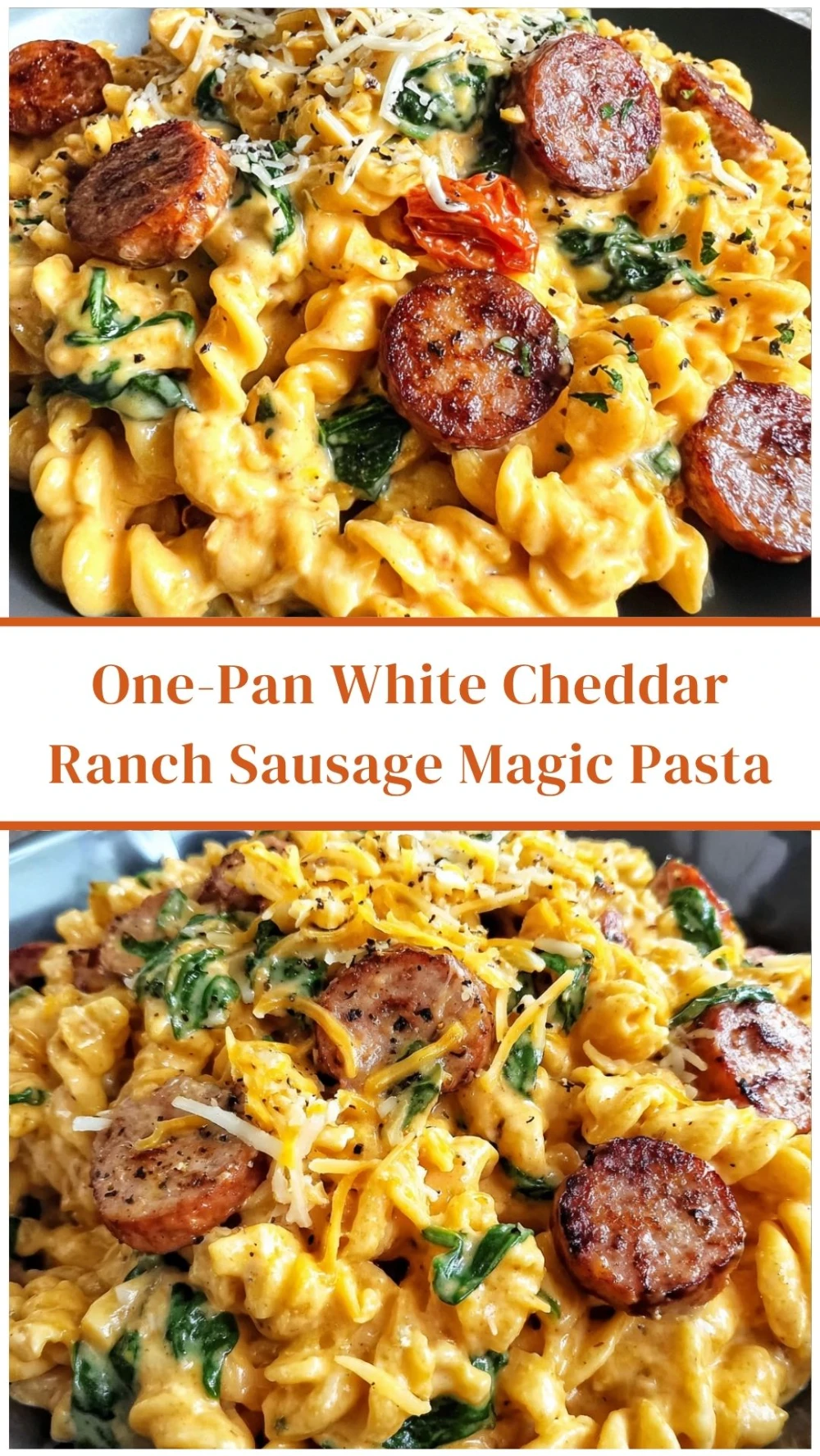One-Pan White Cheddar Ranch Sausage Magic Pasta