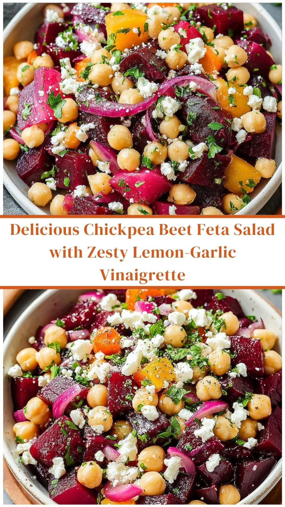 Delicious Chickpea Beet Feta Salad with Zesty Lemon-Garlic Vinaigrette
