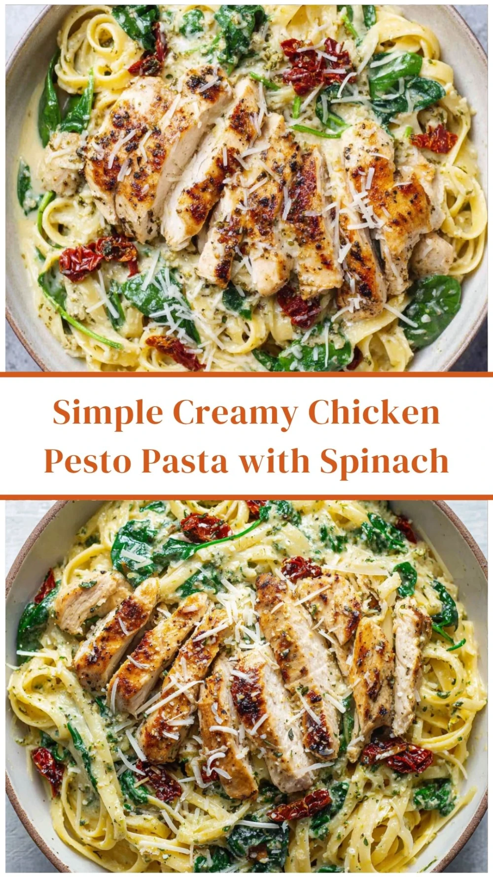 Simple Creamy Chicken Pesto Pasta with Spinach