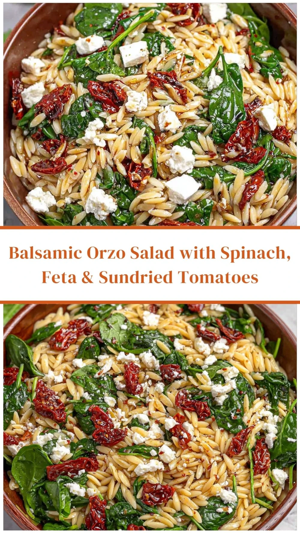 Balsamic Orzo Salad with Spinach, Feta & Sundried Tomatoes