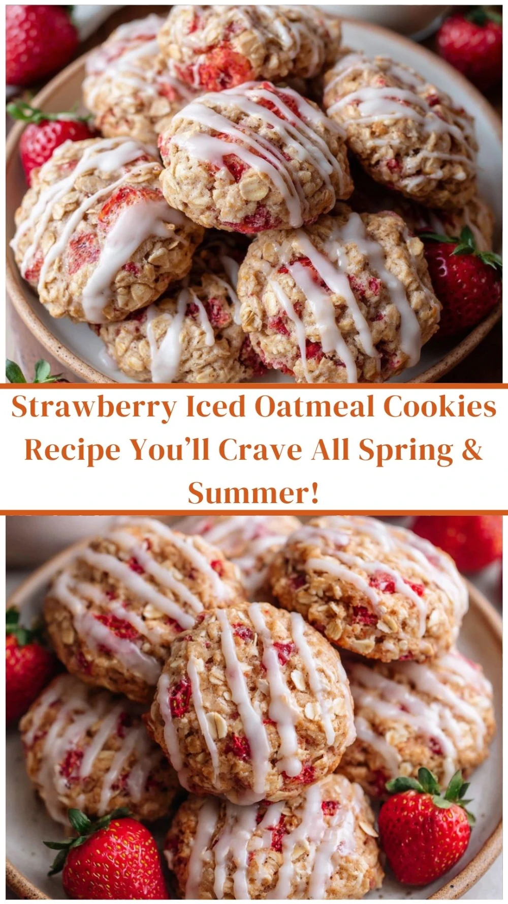 Strawberry Iced Oatmeal Cookies