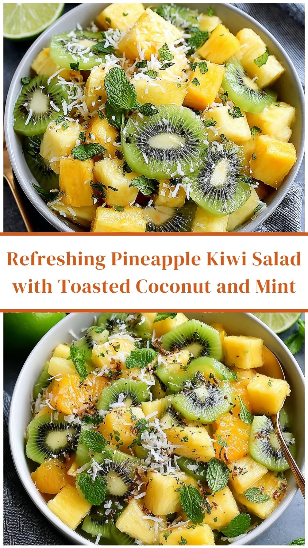 Refreshing Pineapple Kiwi Salad with Toasted Coconut and Mint