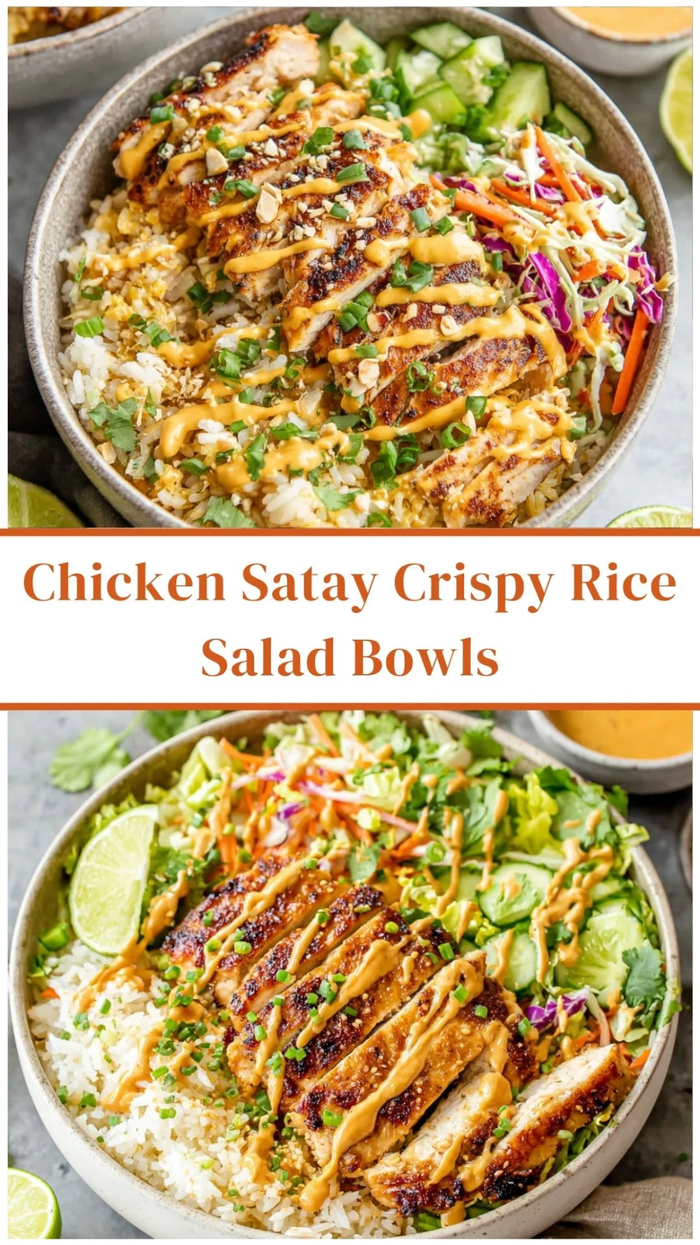 Chicken Satay Crispy Rice Salad Bowls