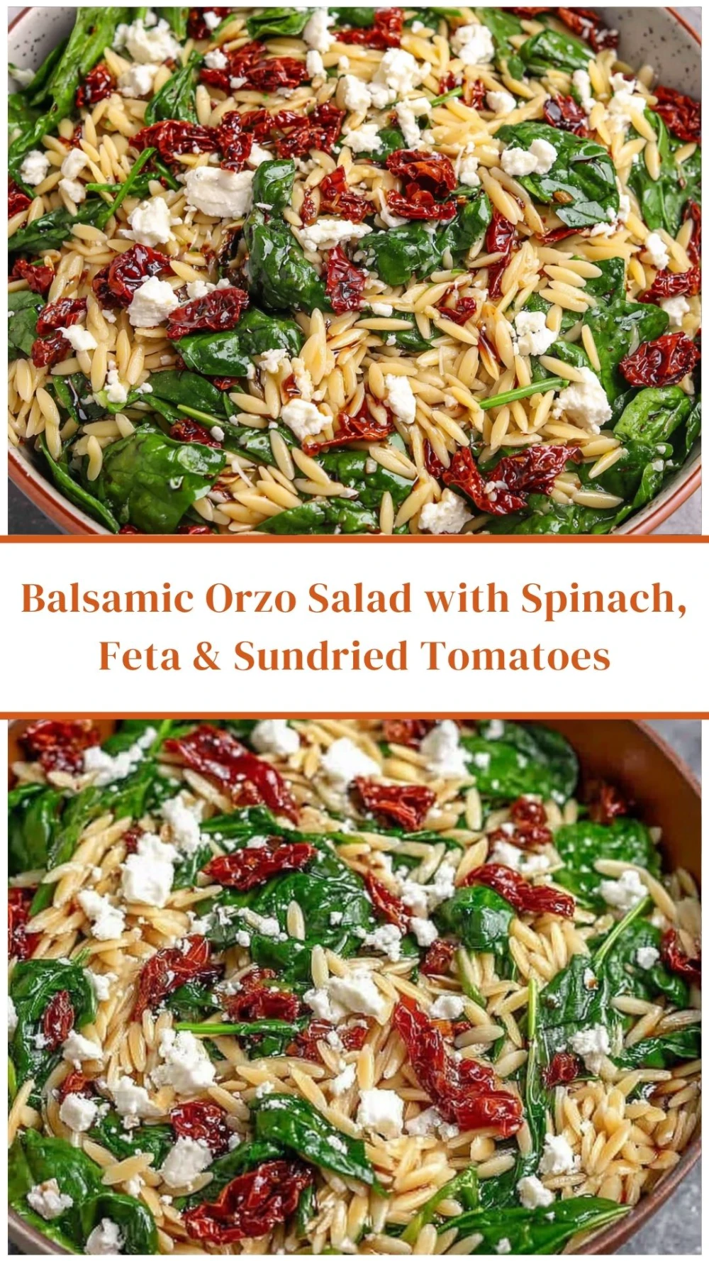 Balsamic Orzo Salad with Spinach, Feta & Sundried Tomatoes