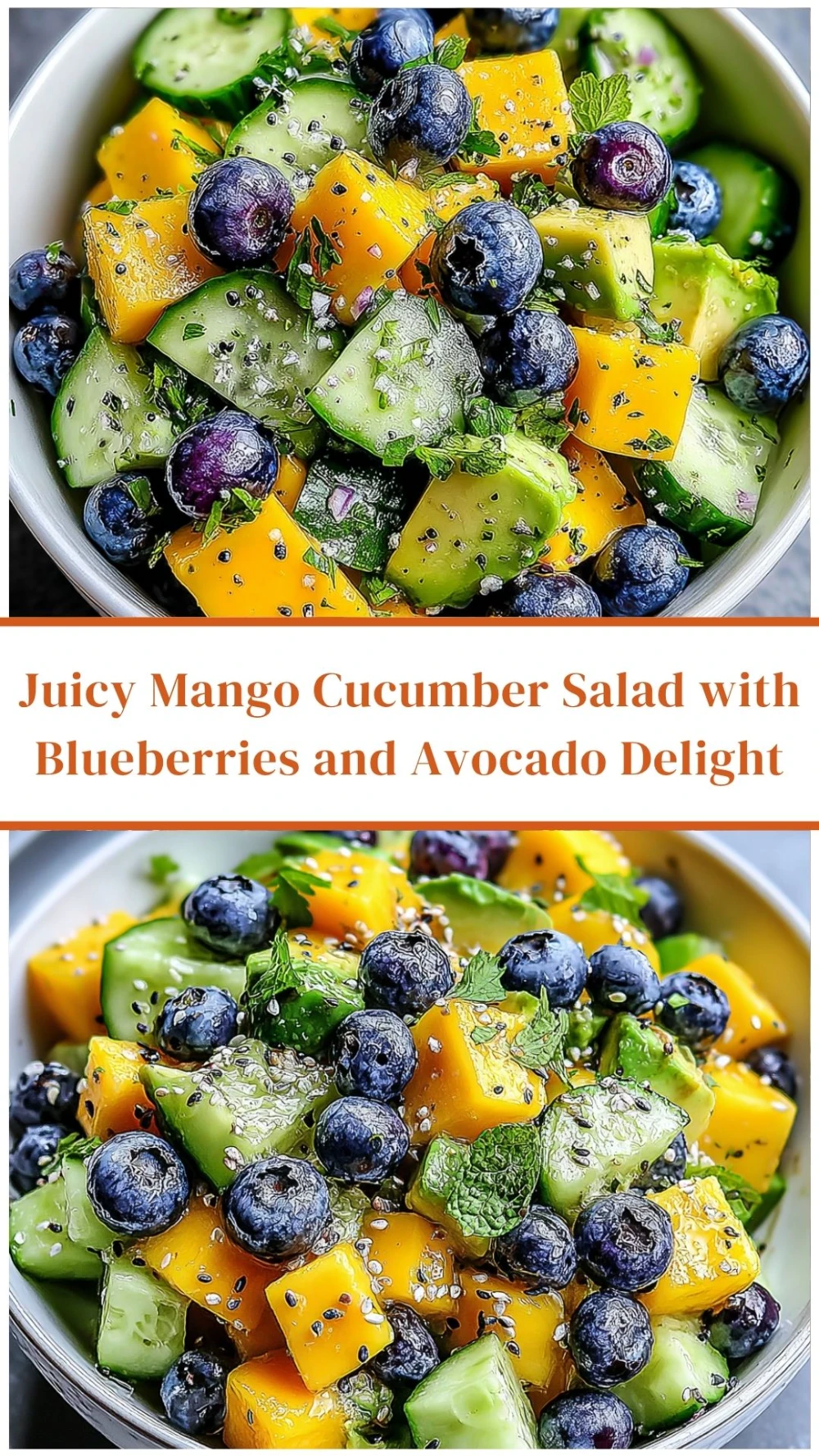Juicy Mango Cucumber Salad with Blueberries and Avocado Delight