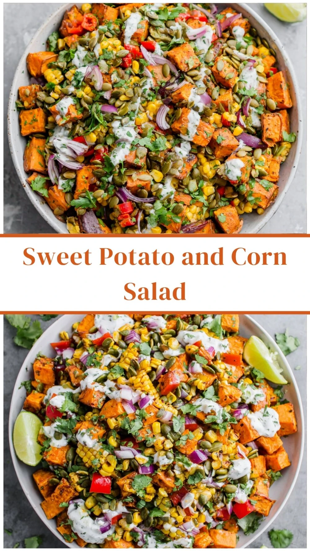 Sweet Potato and Corn Salad with Mexican Crema Dressing