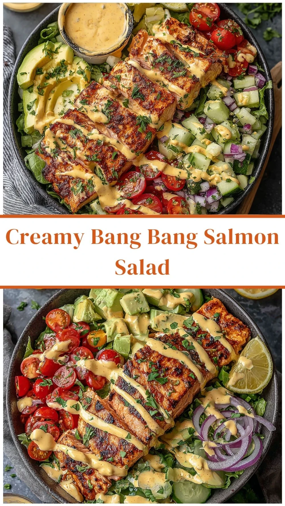 Creamy Bang Bang Salmon Salad