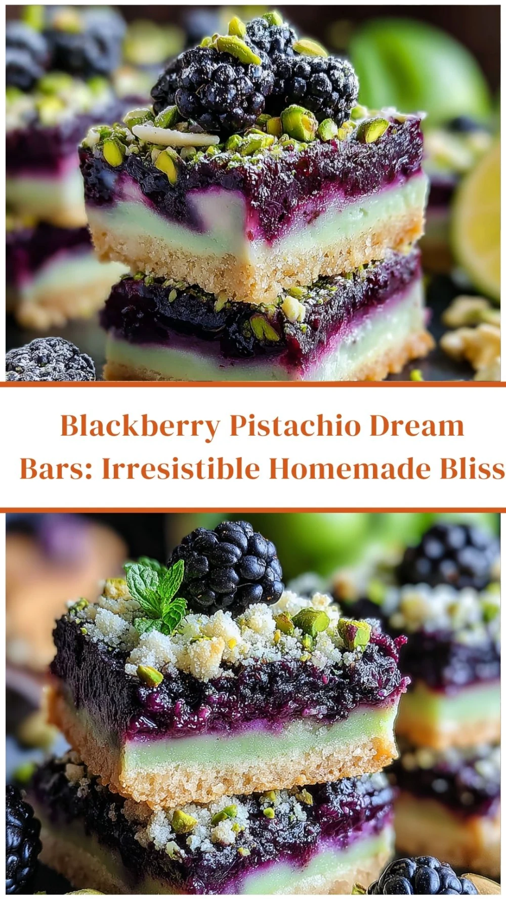 Blackberry Pistachio Dream Bars