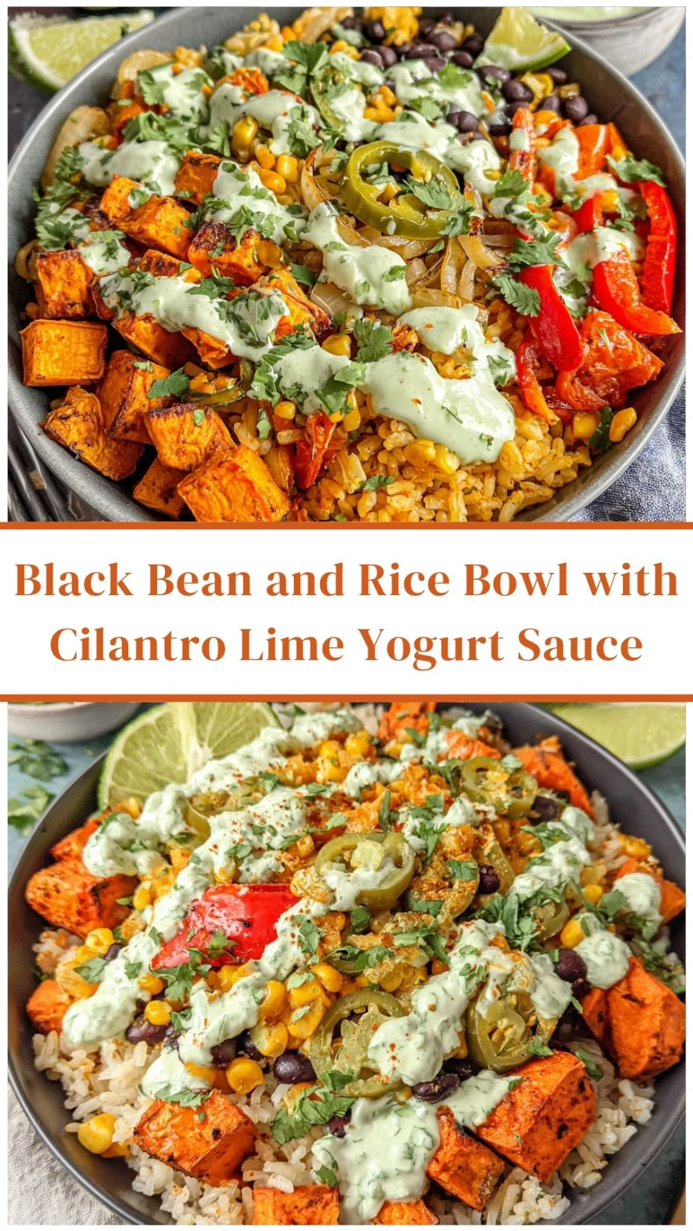 Hearty Black Bean and Rice Bowls with Zesty Cilantro-Lime Yogurt Sauce