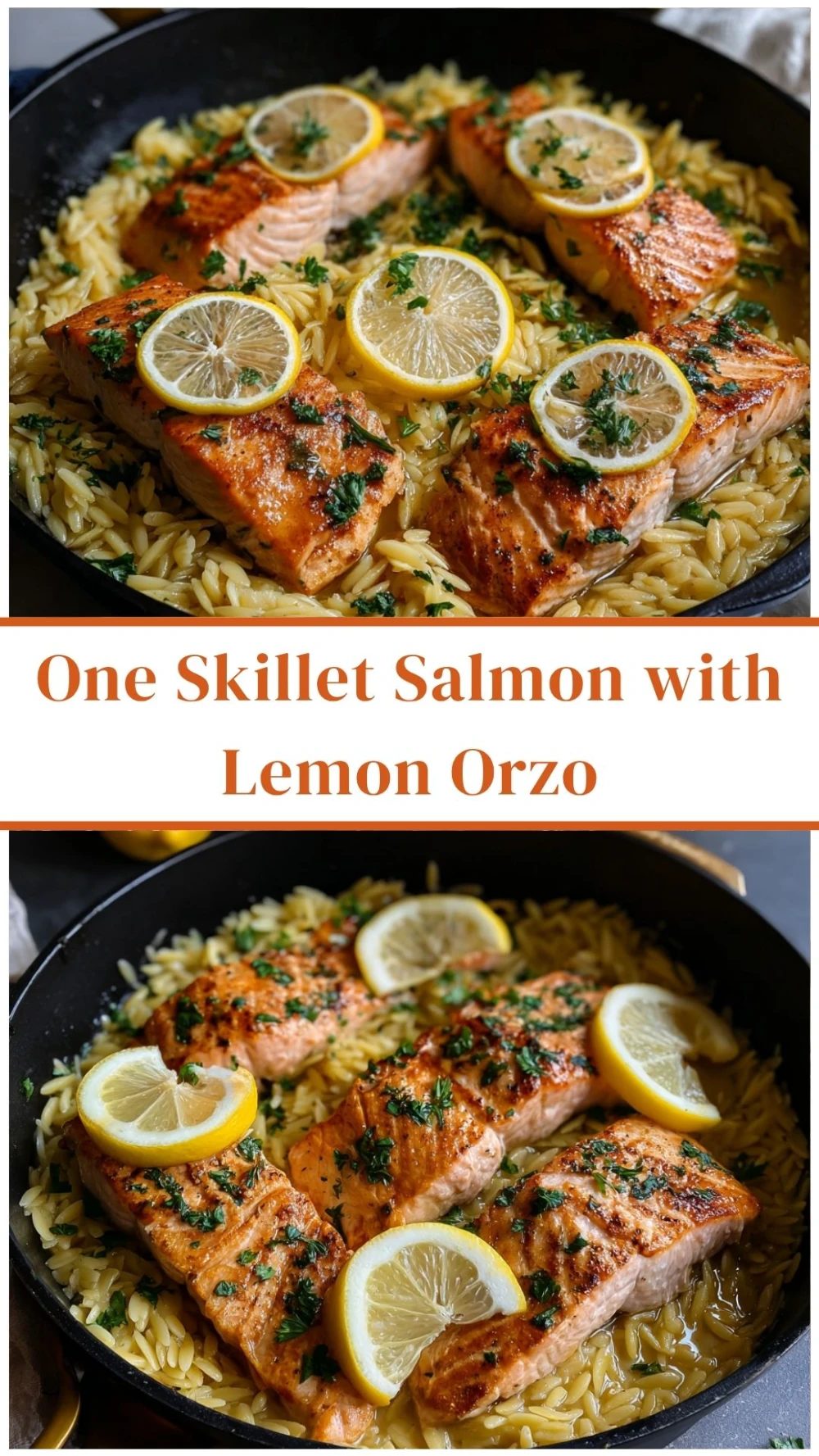 One Skillet Salmon with Lemon Orzo
