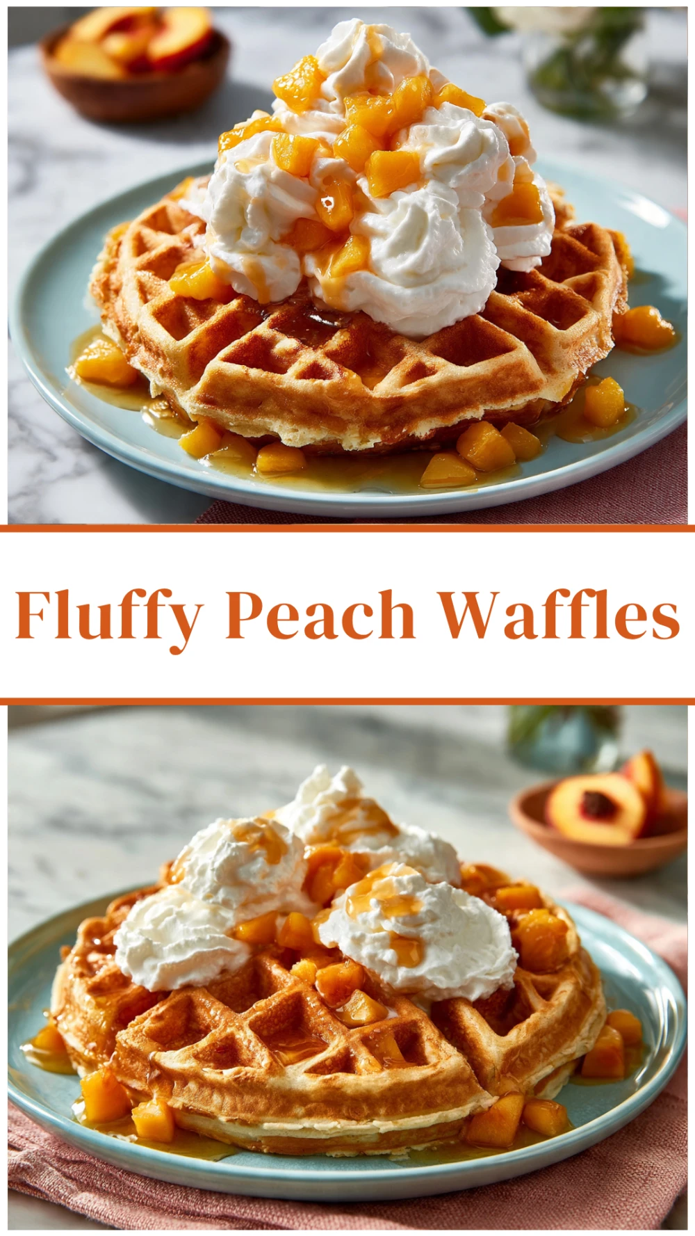 Fluffy Peach Waffles