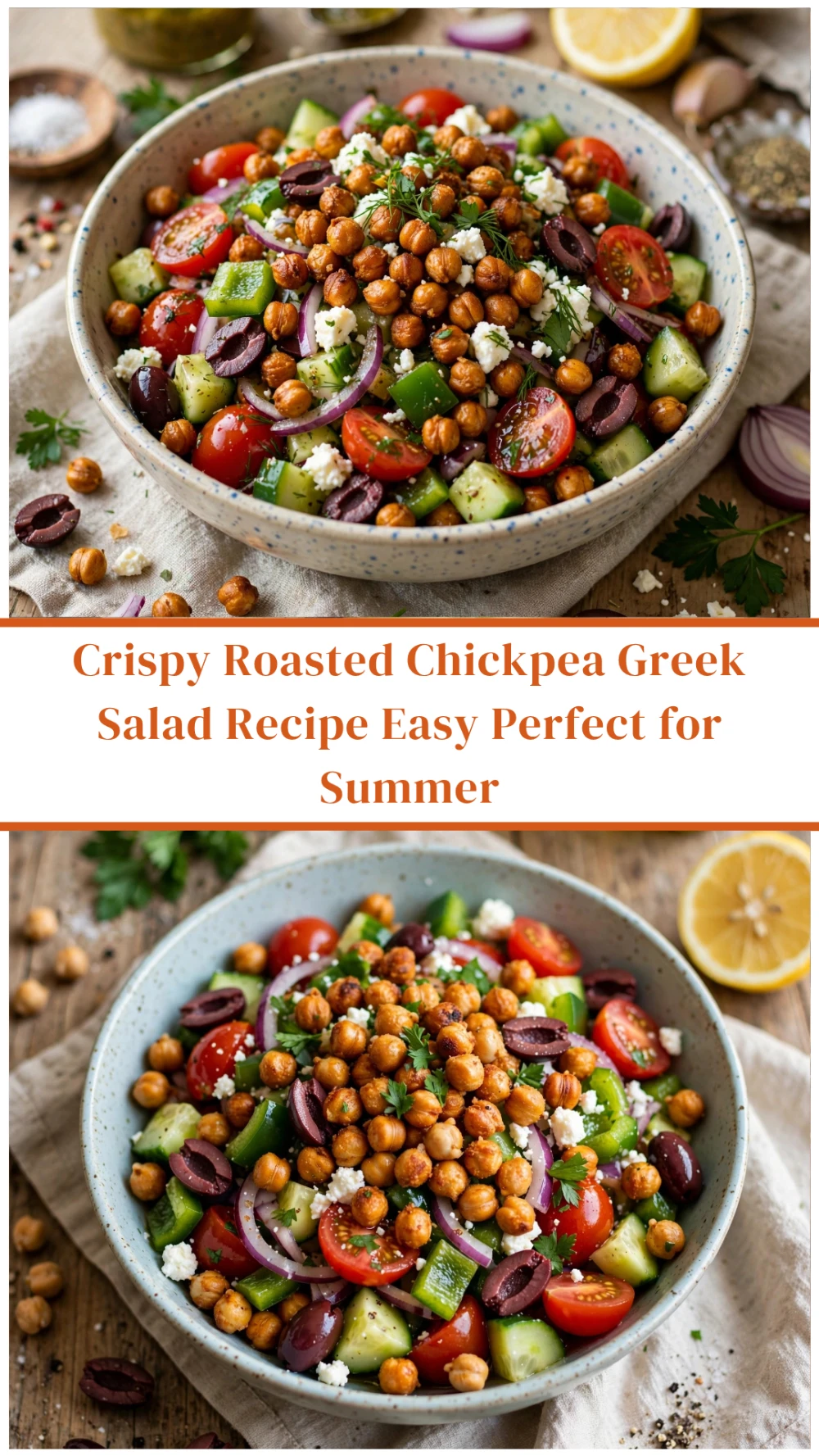 Crispy Roasted Chickpea Greek Salad