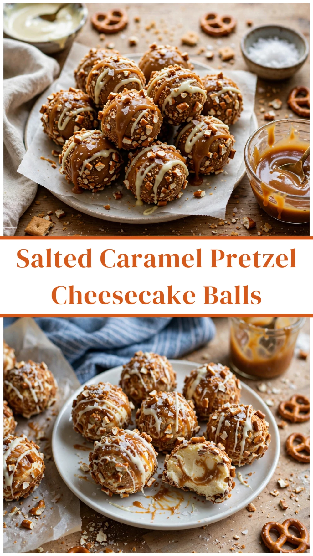 Salted Caramel Pretzel Cheesecake Balls