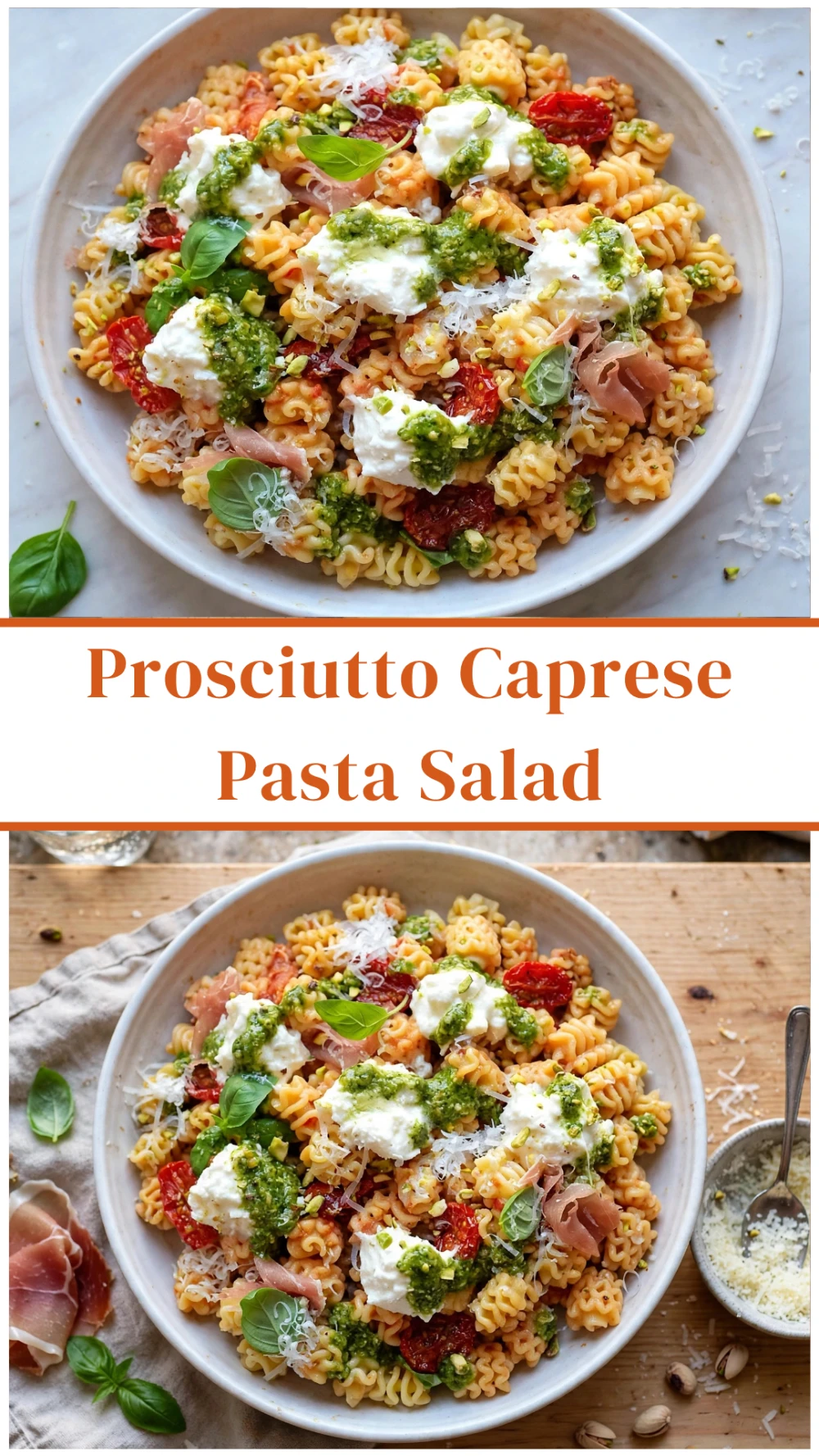 Prosciutto Caprese Pasta Salad with Slow-Roasted Tomatoes