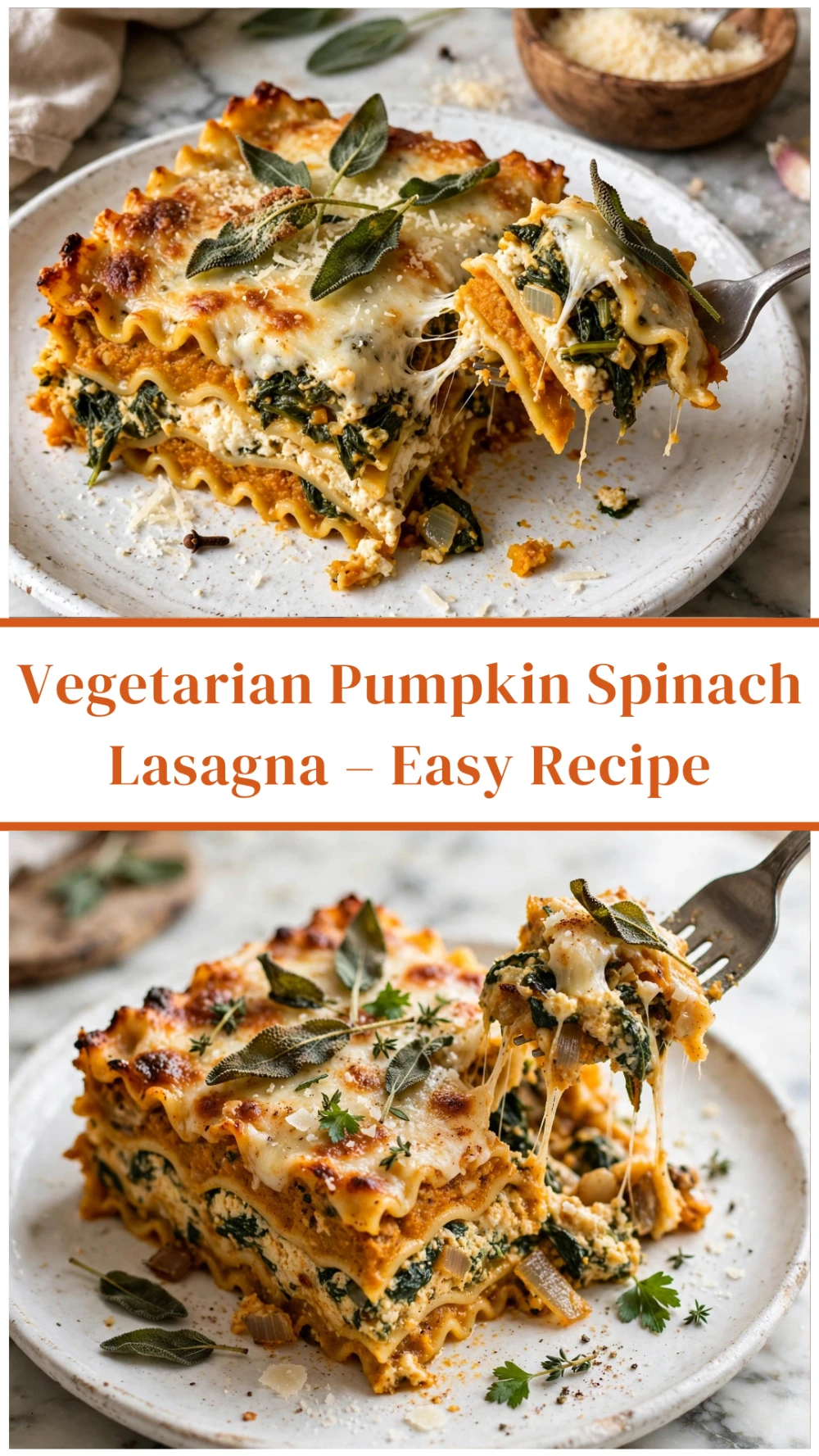 Vegetarian Pumpkin Spinach Lasagna