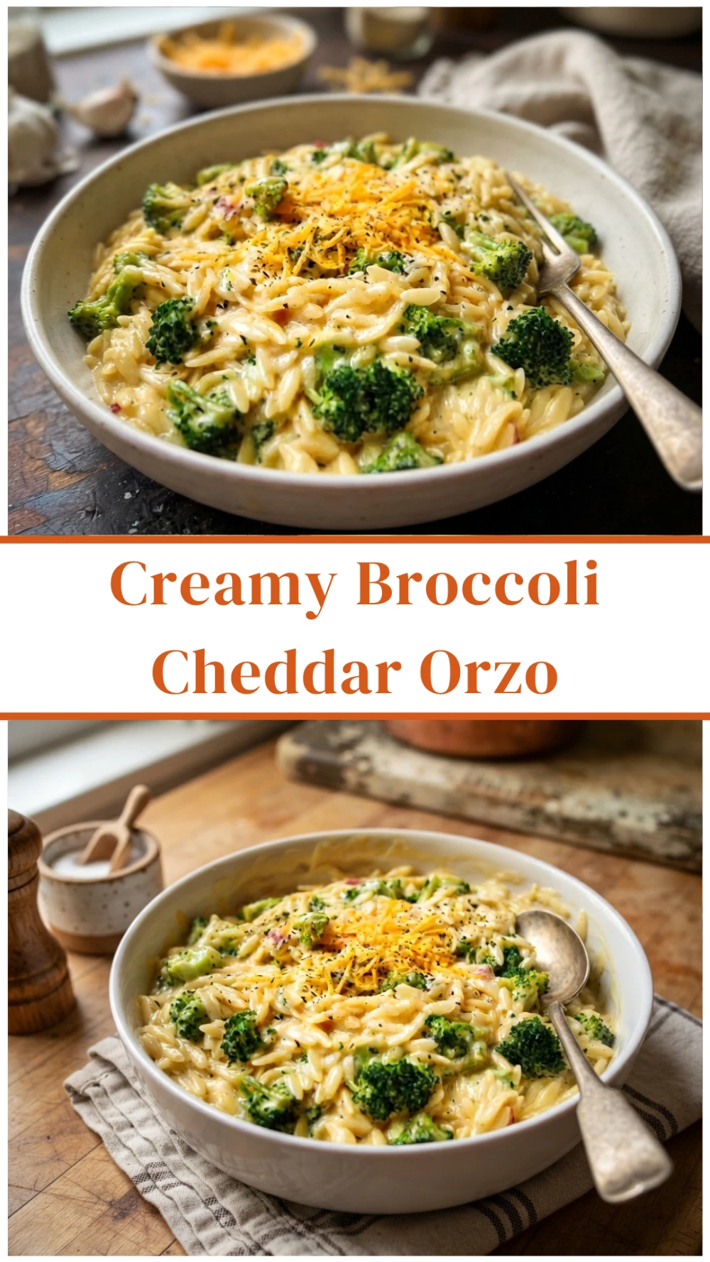 Creamy Broccoli Cheddar Orzo